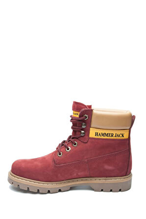 Hammer Jack Hakiki Deri Bordo Nubuk Erkek  Bot