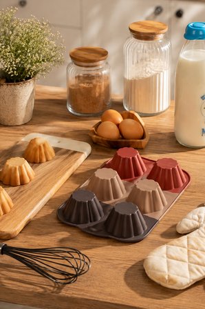 Porsima 30010-3 Silikon Çiçek Muffin Kalıbı 6'lı | Yapışmaz Cupcake ve Mini Kek Kalıbı