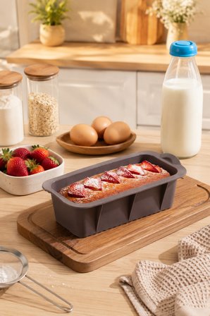 Porsima 30003 Silikon Ekmek kalıbı Dikdörtgen Kek Kalıbı Antrasit 7*25cm
