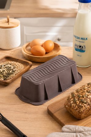 Porsima 30003 Silikon Ekmek kalıbı Dikdörtgen Kek Kalıbı Antrasit 7*25cm