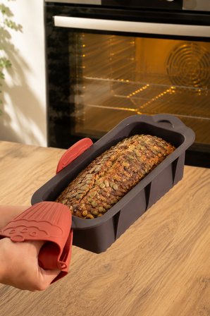Porsima 30003 Silikon Ekmek kalıbı Dikdörtgen Kek Kalıbı Antrasit 7*25cm