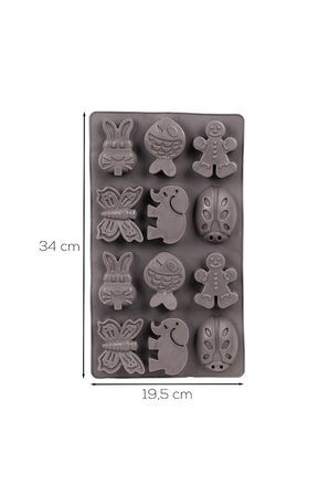 Porsima 30011 Silikon 9lu Neşeli Kurabiye kalıbı Antrasit 19,5*34cm