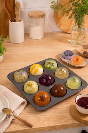 Porsima 30017 Silikon 9lu Muffin Kalıbı Köstebek Kek Kalıbı Antrasit 24,5cm