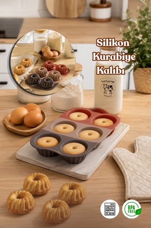 Porsima 30010-1 Silikon Göbekli Muffin Kalıbı 6'lı | Yapışmaz Kek ve Cupcake Kalıbı
