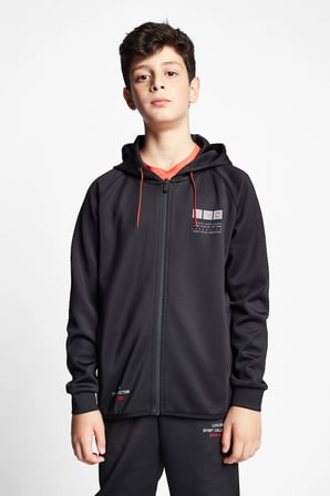 Siyah Çocuk Fermuarlı Kapüşonlu Sweatshirt 22b-3101