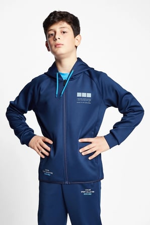 Koyu Lacivert Çocuk Fermuarlı Kapüşonlu Sweatshirt 22b-3101