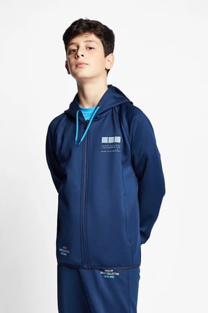 Koyu Lacivert Çocuk Fermuarlı Kapüşonlu Sweatshirt 22b-3101
