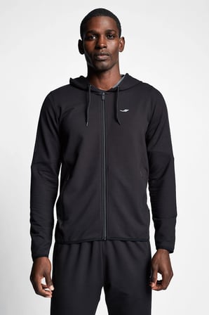 Siyah Erkek Fermuarlı Kapüşonlu Sweatshirt 22b-1118