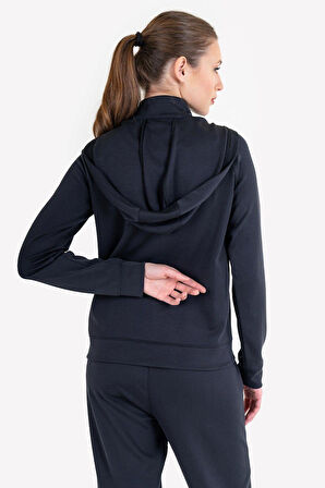 Lescon 23NTBS002109-633 Siyah Kadın Fermuarlı Kapüşonlu Sweatshirt