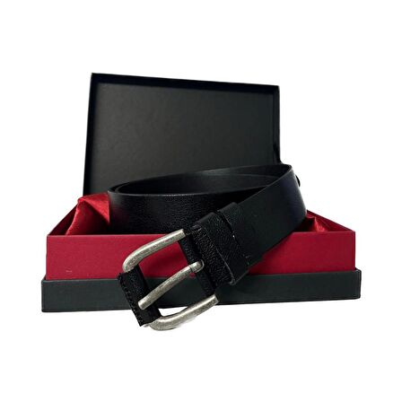 Fossil Hakiki Siyah Deri Spor 4 cm Erkek Kemeri-105