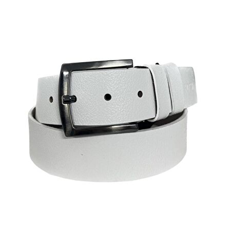 Fossil Beyaz Hakiki Düz Deri Spor 4 cm Erkek Kemeri-125