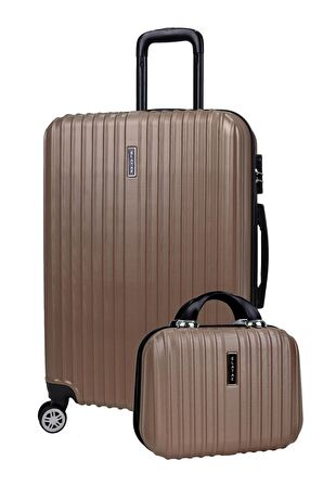 2'li Valiz Seti Elatae Valiz Orta Boy ve Makyaj Gold 2'li Set 1020