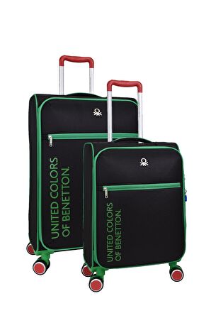 United Colors Of Benetton Ultra Light Hafif Lüx Kumaş 2'li Valiz Seti Orta Boy - Kabin Boy Siyah BNT2100