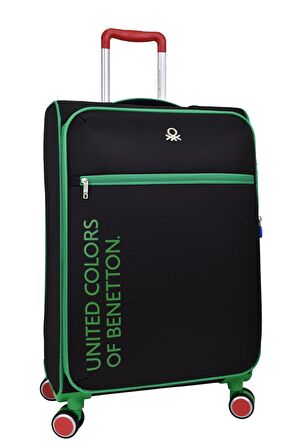 United Colors Of Benetton Ultra Light Hafif Lüx Kumaş 2'li Valiz Seti Orta Boy - Kabin Boy Siyah BNT2100