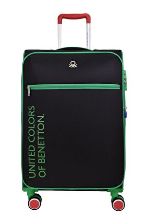 United Colors Of Benetton Ultra Light Hafif Lüx Kumaş 2'li Valiz Seti Orta Boy - Kabin Boy Siyah BNT2100