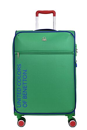United Colors Of Benetton Ultra Light Hafif Lüx Kumaş 2'li Valiz Seti Orta Boy - Kabin Boy Yeşil BNT2100