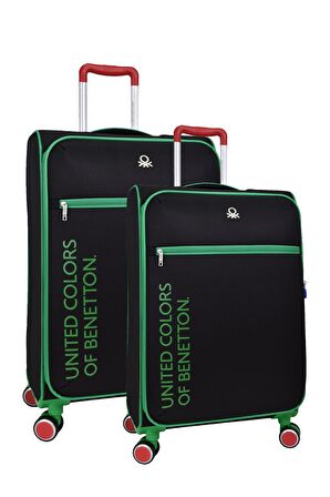 United Colors Of Benetton Ultra Light Hafif Lüx Kumaş 2'li Valiz Seti Büyük Boy - Orta Boy Siyah BNT2100