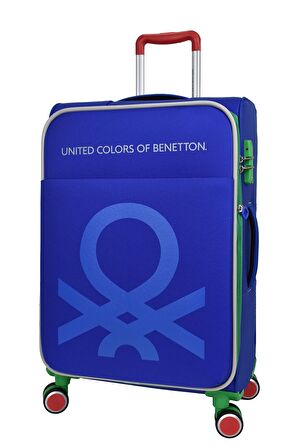 United Colors Of Benetton Ultra Light Hafif Lüx Kumaş 2'li Valiz Seti Orta Boy - Kabin Boy Mavi BNT2200