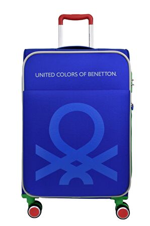 United Colors Of Benetton Ultra Light Hafif Lüx Kumaş 2'li Valiz Seti Orta Boy - Kabin Boy Mavi BNT2200