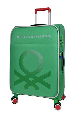 United Colors Of Benetton Ultra Light Hafif Lüx Kumaş 2'li Valiz Seti Orta Boy - Kabin Boy Yeşil BNT2200