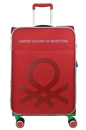 United Colors Of Benetton Ultra Light Hafif Lüx Kumaş 2'li Valiz Seti Büyük Boy - Kabin Boy Kırmızı BNT2200