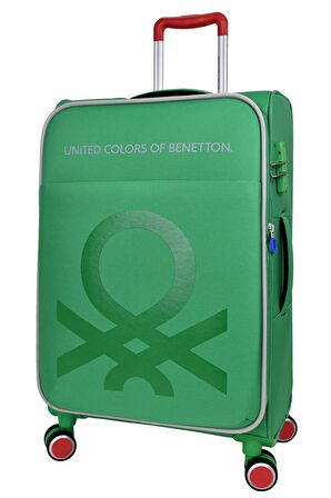 United Colors Of Benetton Ultra Light Hafif Lüx Kumaş 2'li Valiz Seti Büyük Boy - Kabin Boy Yeşil BNT2200