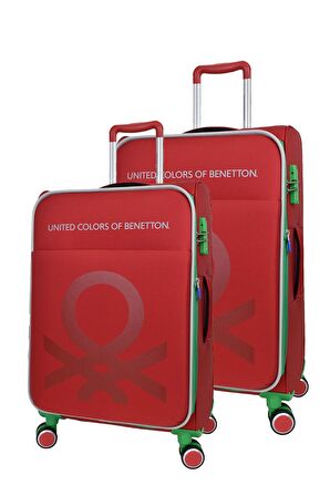 United Colors Of Benetton Ultra Light Hafif Lüx Kumaş 2'li Valiz Seti Büyük Boy - Orta Boy Kırmızı BNT2200