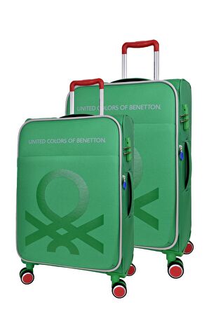 United Colors Of Benetton Ultra Light Hafif Lüx Kumaş 2'li Valiz Seti Büyük Boy - Orta Boy Yeşil BNT2200