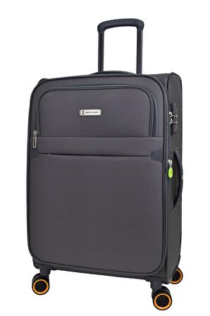 Pierre Cardin Ultra Light Hafif Lüx Kumaş 2'li Valiz Seti Orta Boy - Kabin Boy Gri PC6000