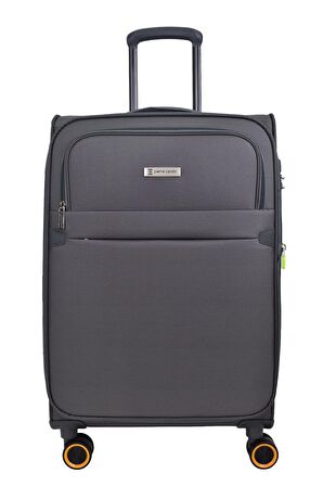 Pierre Cardin Ultra Light Hafif Lüx Kumaş 2'li Valiz Seti Orta Boy - Kabin Boy Gri PC6000