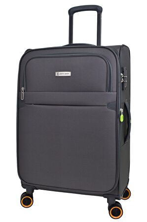 Pierre Cardin Ultra Light Hafif Lüx Kumaş 2'li Valiz Seti Büyük Boy - Orta Boy Gri PC6000