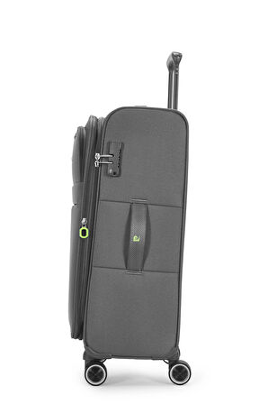 Pierre Cardin 2'li Valiz Seti Orta Ve Kabin Boy Lüx Kumaş Valiz Antrasit 04pc6000