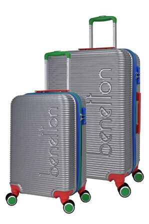 United Colors Of Benetton Lüx Abs 2'li Valiz Seti Büyük Boy - Kabin Boy Gri BNT500