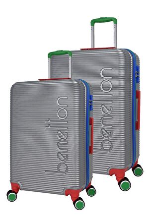 United Colors Of Benetton Lüx Abs 2'li Valiz Seti Büyük Boy - Orta Boy Gri BNT500