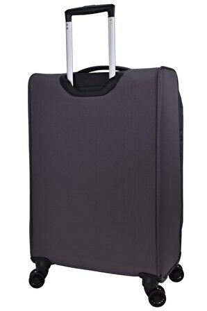 Ultra Light Hafif Lüx Kumaş 2'li Valiz Seti Büyük Boy - Kabin Boy Gri PC4200