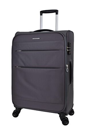 Pierre Cardin Ultra Light Hafif Lüx Kumaş 2'li Valiz Seti Orta Boy - Kabin Boy Gri PC4200
