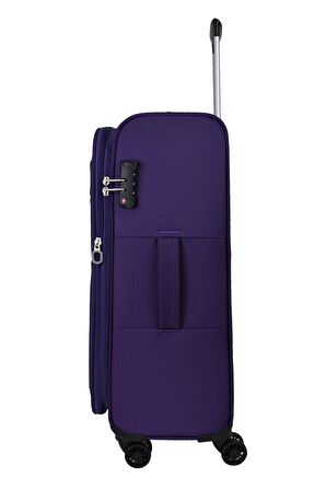 Pierre Cardin Ultra Light Hafif Lüx Kumaş 2'li Valiz Seti Orta Boy - Kabin Boy Mor PC4200