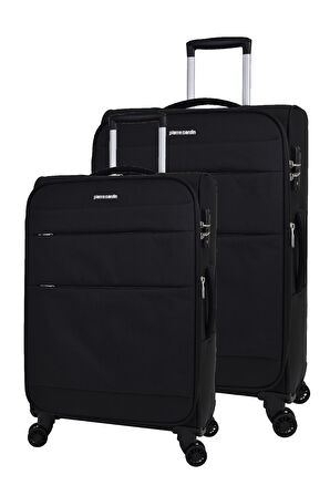 Pierre Cardin Ultra Light Hafif Lüx Kumaş 2'li Valiz Seti Büyük Boy - Orta Boy Siyah PC4200