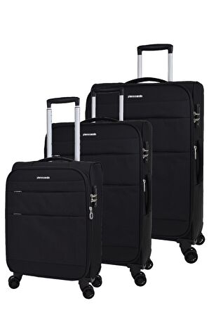 Pierre Cardin Ultra Light Hafif Lüx Kumaş 3'lü Valiz Seti Siyah PC4200