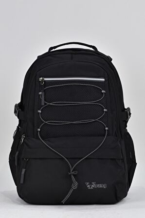 Elatae Unisex Çok Gözlü Günlük Seyahat Okul Sırt Çantası Siyah 51534