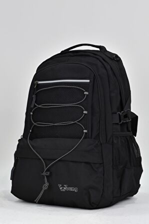 Elatae Unisex Çok Gözlü Günlük Seyahat Okul Sırt Çantası Siyah 51534