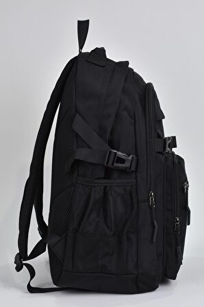 Elatae Unisex Çok Gözlü Günlük Seyahat Okul Sırt Çantası Siyah 51535