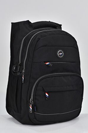 Elatae Unisex Ortopedik Çok Gözlü Günlük Seyahat Okul Sırt Çantası Siyah 2236