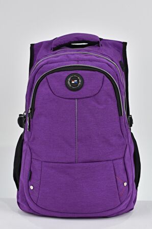 Elatae Unisex Ortopedik Çok Gözlü Günlük Seyahat Okul Sırt Çantası Mor 2237