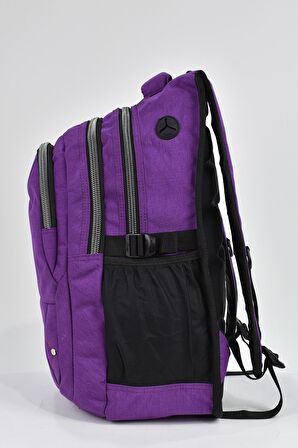 Elatae Unisex Ortopedik Çok Gözlü Günlük Seyahat Okul Sırt Çantası Mor 2237