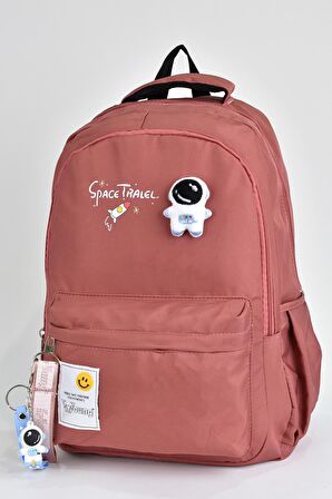 Elatae Unisex Çok Gözlü Günlük Seyahat Okul Sırt Çantası Gül Kurusu 51497