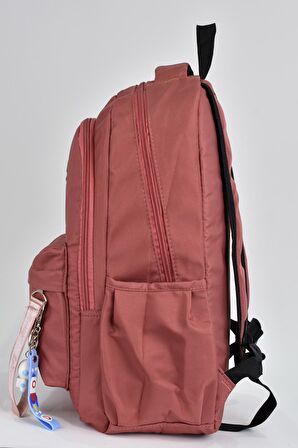 Elatae Unisex Çok Gözlü Günlük Seyahat Okul Sırt Çantası Gül Kurusu 51497