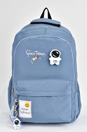 Elatae Unisex Çok Gözlü Günlük Seyahat Okul Sırt Çantası Mavi 51497
