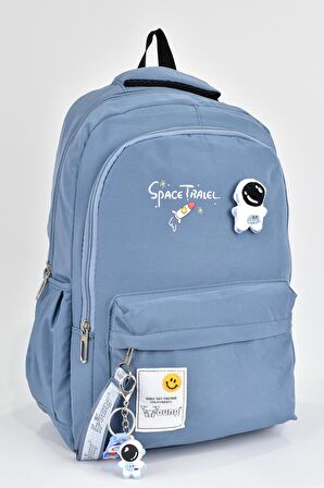 Elatae Unisex Çok Gözlü Günlük Seyahat Okul Sırt Çantası Mavi 51497