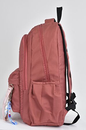 Elatae Unisex Çok Gözlü Günlük Seyahat Okul Sırt Çantası Gül Kurusu 51500